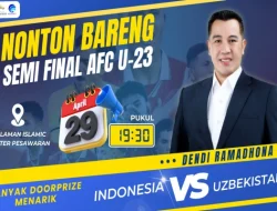 Bupati Pesawaran Menggelar Nobar Pertandingan Semifinal Piala Asia U-23 Doha Qatar 2024