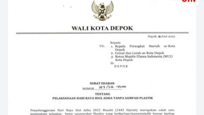 Cegah Pencemaran, Walikota Depok Terbitkan Surat Edaran Pembagian Daging Kurban Tanpa Plastik