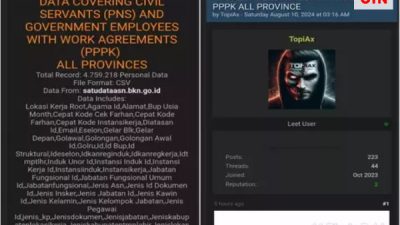 Data Pribadi ASN di Badan Kepegawaian Negara Bocor, Dijual di Forum Hacker