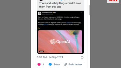 Akun Resmi Pers OpenAI di X Diretas, Promosikan Token Kripto Fiktif