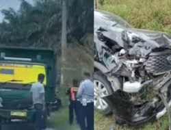 Mobil Bupati Kuansing Mengalami Kecelakaan di Jalan Lintas Taluk Kuantan- Pekanbaru