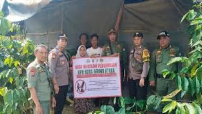 Aparat Gabungan Menutup Lokasi Tambang Ilegal di Dusun Muara Dua Tanggamus