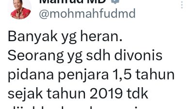 Mahfud MD Sebut ada Sosok yang Telah Divonis Penjara 1,5 Tahun Tapi Belum Dieksekusi